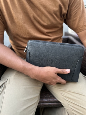 Black Genuine Leather Pouch