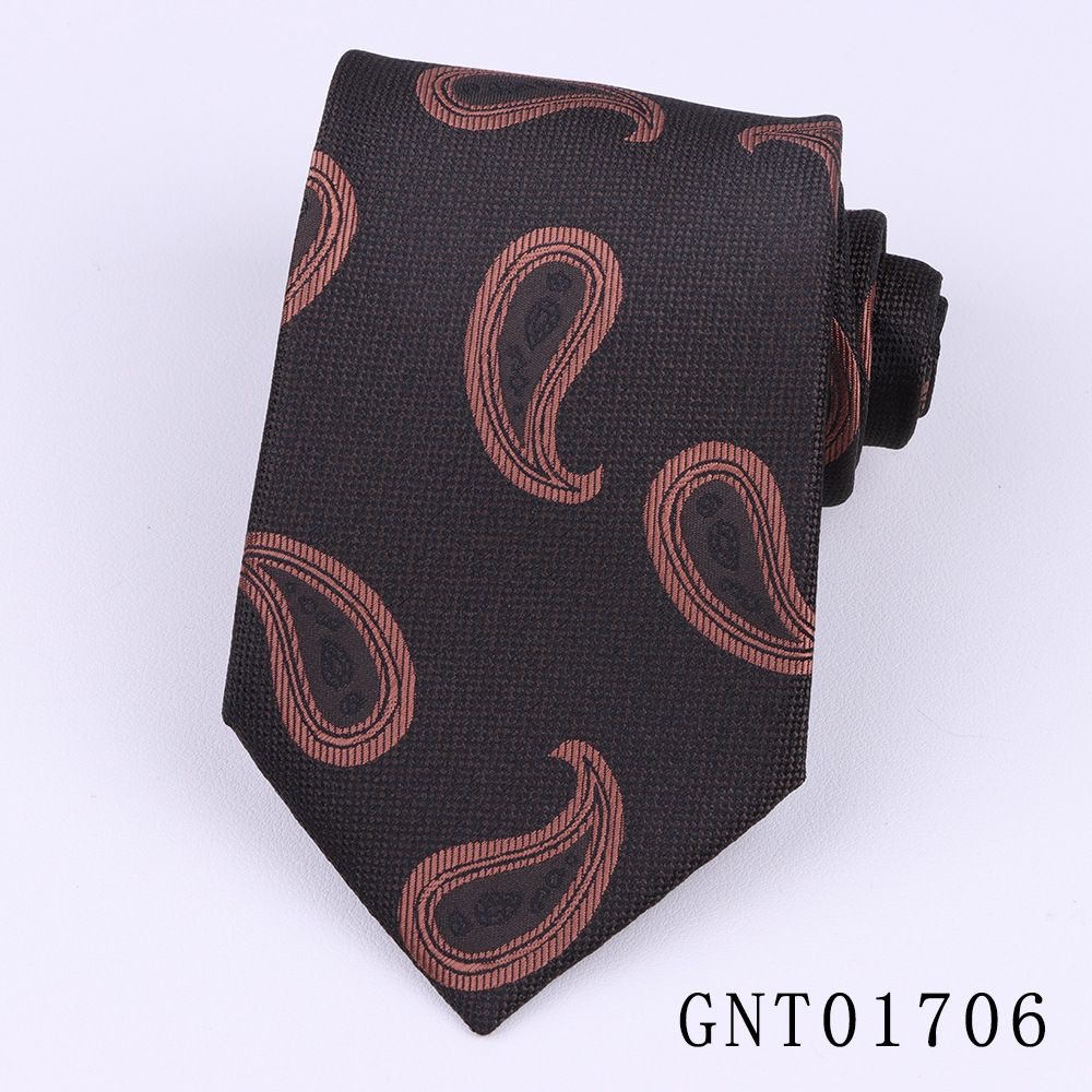 2 Piece - Dark Brown Paisley Tie and Pocket square