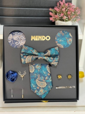8-Piece Turquoise Paisley Tie Set