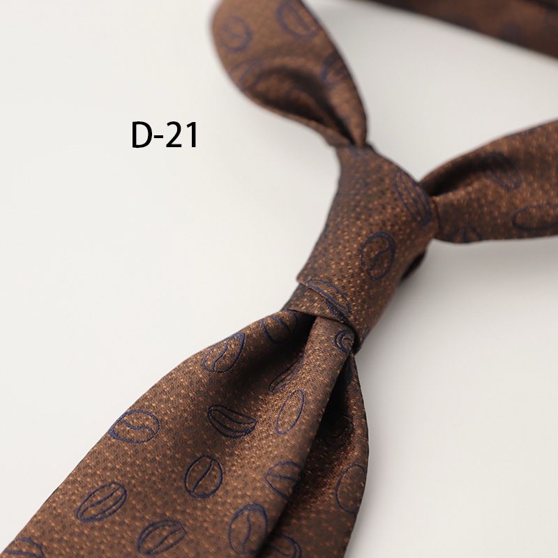 2 Piece - Brown leafy Tie and Pocket square